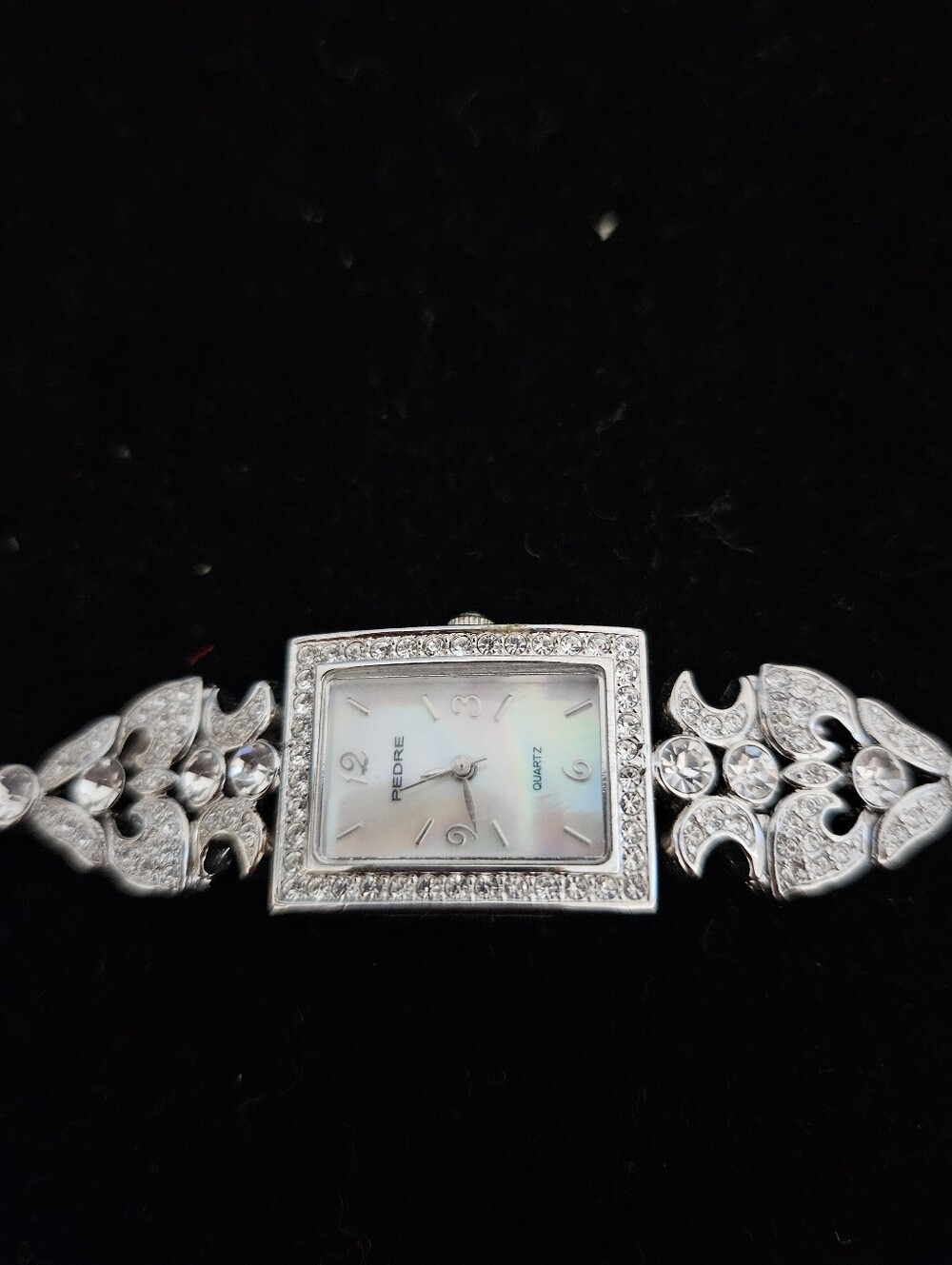 Pedre Silver Crystal Floral Bracelet Watch - Women's Dress Watch - Picture 4 of 6
